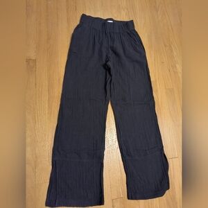 Pact black coastal double gauze wide leg pants